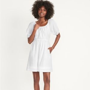 Old Navy Puff-Sleeve Tie-Back Cut-Out Mini Swing Dress